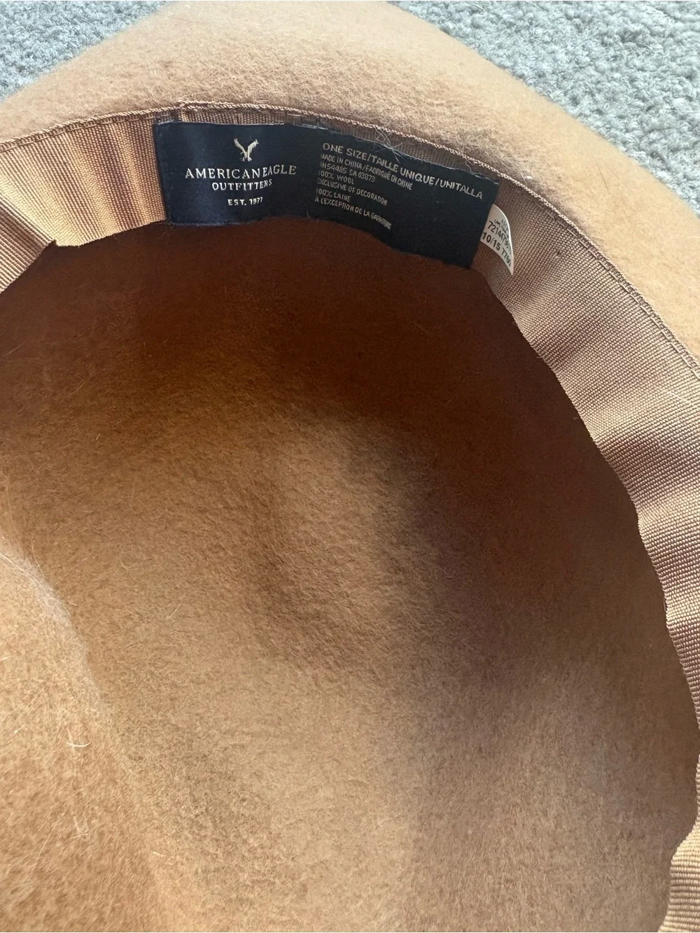 American Eagle Camel Wool Panama Hat Wide Brim Western Ranch Fedora One Size